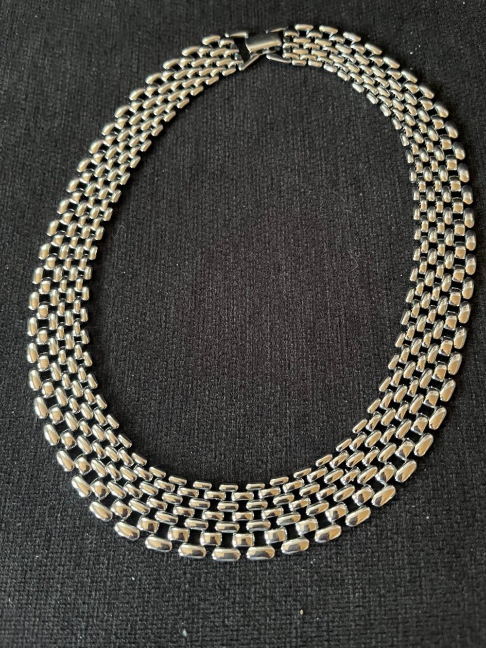Vintage silver-tone Napier panther link necklace
